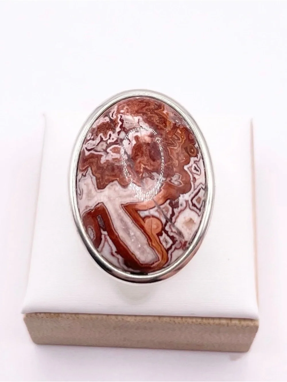 Size 7 Crazy Lace Agate 925 Sterling Silver Ring